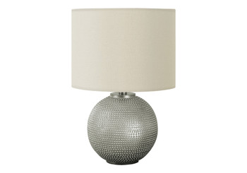 19" Gray Round Table Lamp with Ivory Drum Shade