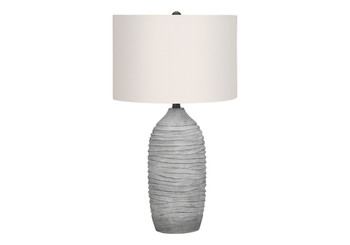 27" Gray Cylinder Table Lamp with Ivory Drum Shade