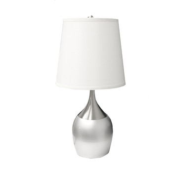 25" Silver Metal Gourd Table Lamp with White Tapered Drum Shade
