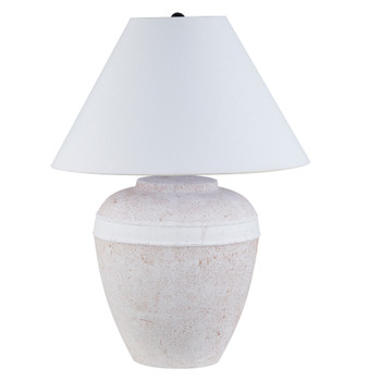 23" Red and White Ceramic Urn Table Lamp with White Cone Shade