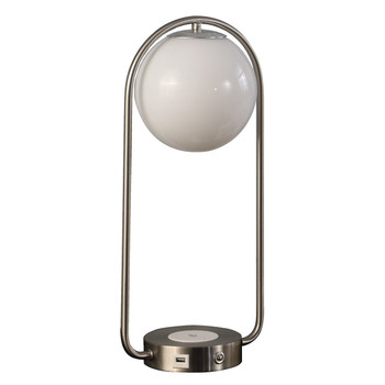 19" Silver Clip Globe USB Table Lamp