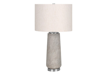 29" Gray and Silver Cylinder Table Lamp with Ivory Drum Shade