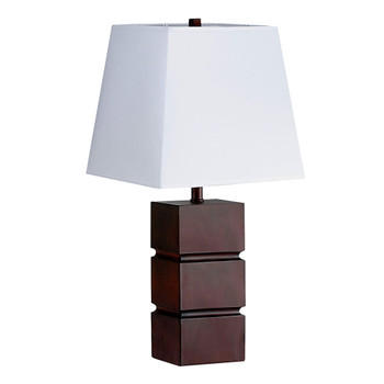 27" Brown Bedside Table Lamp with White Shade