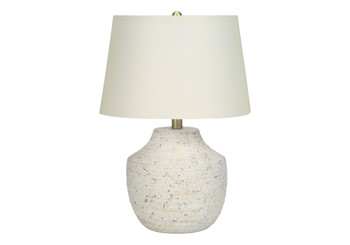 20" Cream Concrete Urn Table Lamp with Cream Empire Lamp Shade