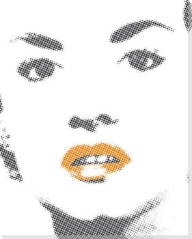 Woman with Bright Orange Lip Gloss Wrapped Canvas Giclee Print