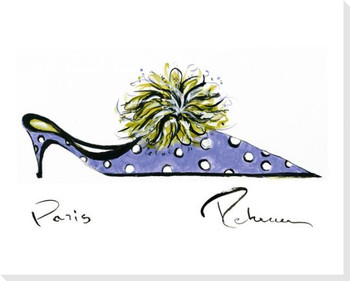 Periwinkle Shoe with White Polka Dots Wrapped Canvas Giclee Print