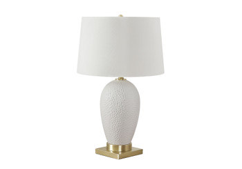 26" Gold and White Ceramic Urn Table Lamp with Cream Empire Shade