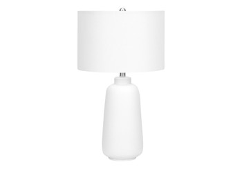 26" Cream Ceramic Cylinder Table Lamp with Cream Drum Shade