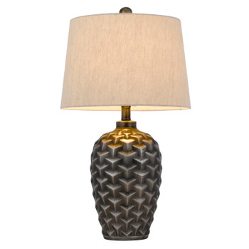25" Silver Metallic Table Lamp with Gray Empire Shade