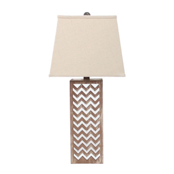 6" x 6" x 27.5" Tan Metal Mirror - Table Lamp