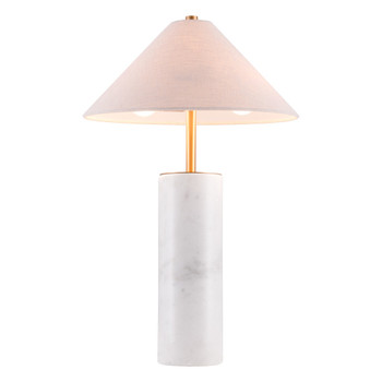 55" White Metal Bedside Table Lamp with Beige Empire Shade