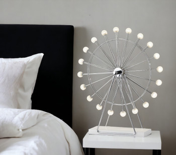 22" Off White Metal Multi Light Bedside LED Table Lamp with Off White Globe Shade