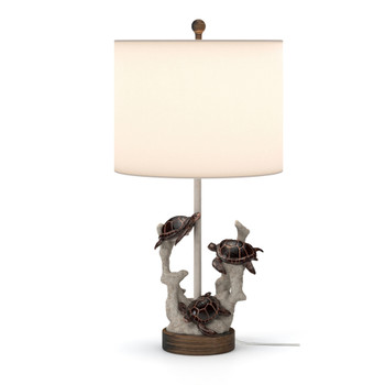 Set of Two 27" Brown Table Lamp with White Drum Shade
