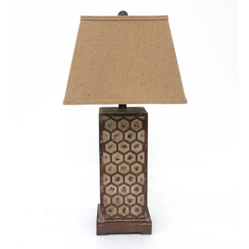 29" Brown Solid Wood Bedside Table Lamp with Brown Shade