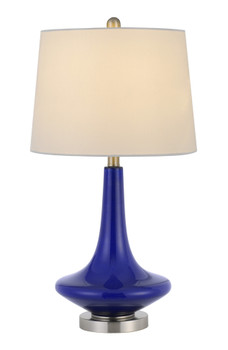 Set of Two 26" Silver Metal Two Light Bedside Table Lamps with White Globe Shade