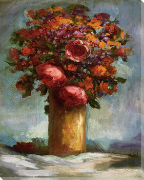 Blue Floral Wrapped Canvas Giclee Print Wall Art