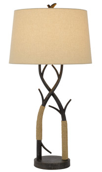 32" Charcoal Metal Table Lamp with Tan Empire Shade