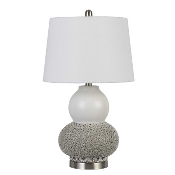 Set of Two 24" Silver Metal Two Light Desk Table Lamps with White Globe Shade
