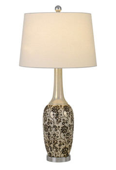Set of Two 30" Silver Metal Two Light Bedside Table Lamps with White Globe Shade