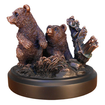 5.5" Two Bears Looking Statue - Bronze Finish