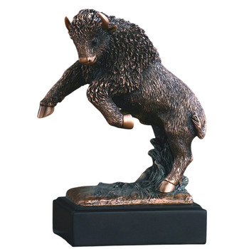 6.5" Buffalo Rearing Up Statue - Bronze Finish