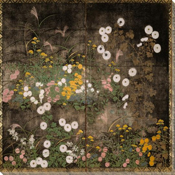 Japanese Folding Screen I Wrapped Canvas Giclee Art Print Wall Art