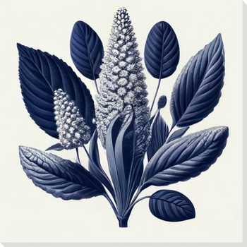 Blue Flora IX Wrapped Canvas Giclee Art Print Wall Art