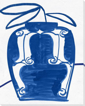 Blue Vases 4 Wrapped Canvas Giclee Art Print Wall Art
