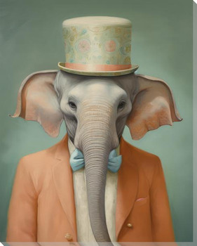 Sharp Dressed Elephant Wrapped Canvas Giclee Art Print Wall Art