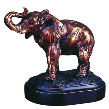 4" Elephant with Trunk Curled Statue - Bronze Finish