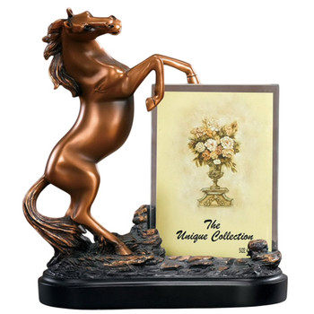 9.5" Rearing Horse Picture Frame - Bronze Finish