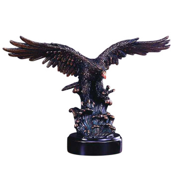 19.5" Eagle Getting Ready to Attack Statue - Bronze Finish
