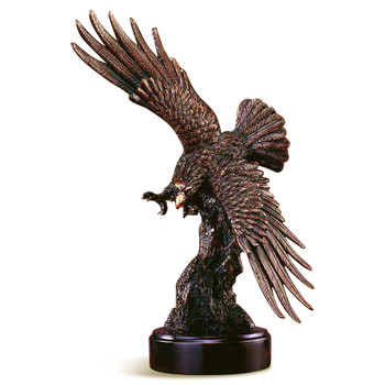 18" Eagle Swooping Down Statue - Bronze Finish