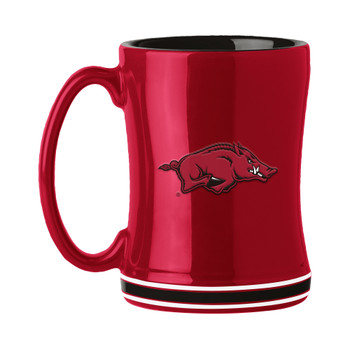 Arkansas Razorbacks 14oz Cardinal Ceramic Relief Coffee Mug