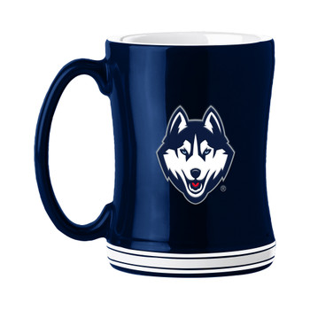 Connecticut Huskies 14oz Navy Ceramic Relief Coffee Mug
