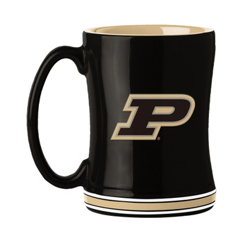 Purdue Boilermakers 14oz Black Ceramic Relief Coffee Mug