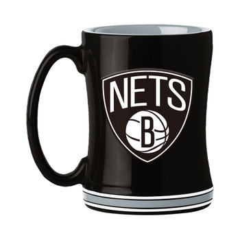 Brooklyn Nets 14oz Black Ceramic Relief Coffee Mug