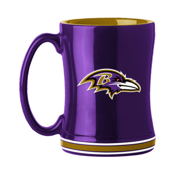 Baltimore Ravens 14oz Black Ceramic Relief Coffee Mug