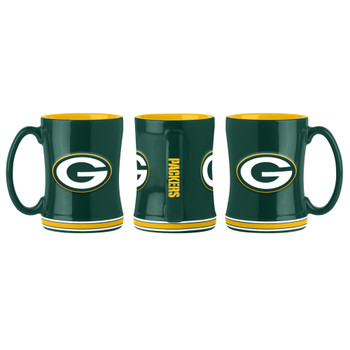 Green Bay Packers 14oz Hunter Ceramic Relief Coffee Mug