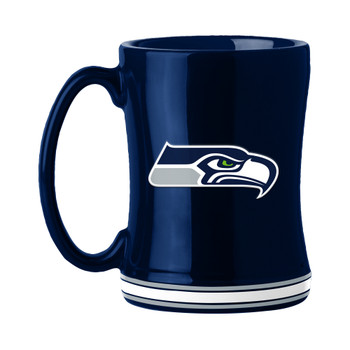 Seattle Seahawks 14oz Navy Ceramic Relief Coffee Mug