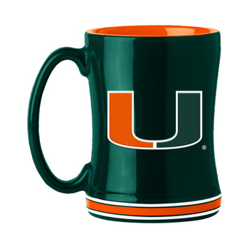 Miami Hurricanes 14oz Hunter Green Ceramic Relief Coffee Mug