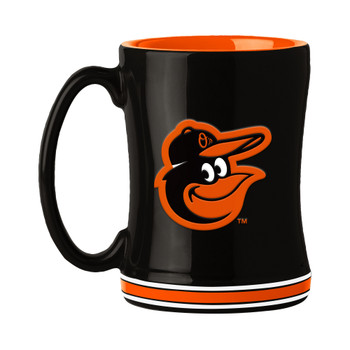 Baltimore Orioles 14oz Black Ceramic Relief Coffee Mug