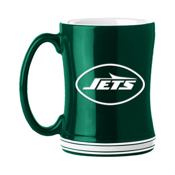 New York Jets 14oz Hunter Green Ceramic Relief Coffee Mug