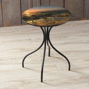 22" Best Friends Hunter and Dog Metal Accent Table with Printed Top by Terry Redlin