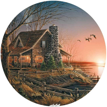 Comforts of Home Lakeside Cabin Absorbent Beverage Coasters by Terry Redlin, Set of 4