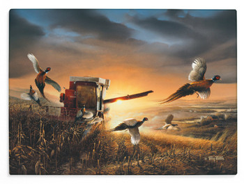 Evening Surprise Pheasant Scene Glass Cutting Board