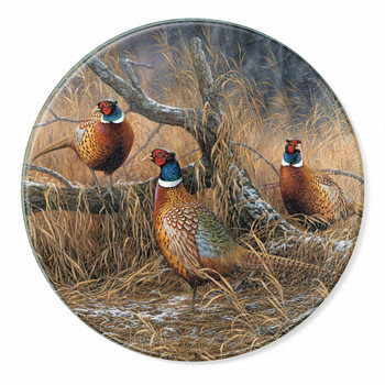 First Dusting Pheasants Round Glass Cutting Board