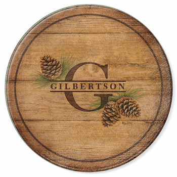 Pinecones Round Glass Cutting Board