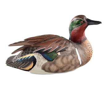 Green Wing Teal Hand Painted Duck Decoy Sculpture by Sam Nottleman