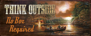 12" x 30" Think Outside No Box Required Wood Sign